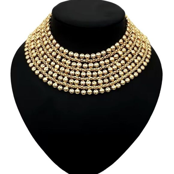 Zara Bold Multilayered Gold Chocker Necklace - Picture 3 of 14